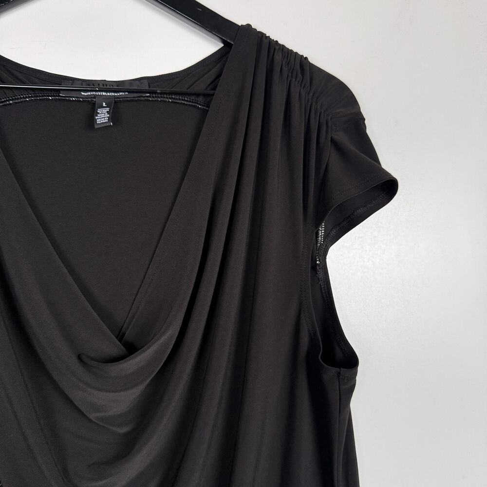 White House Black Market Cap Sleeve Draped Neckline Blouse Top - L - Picture 2 of 9